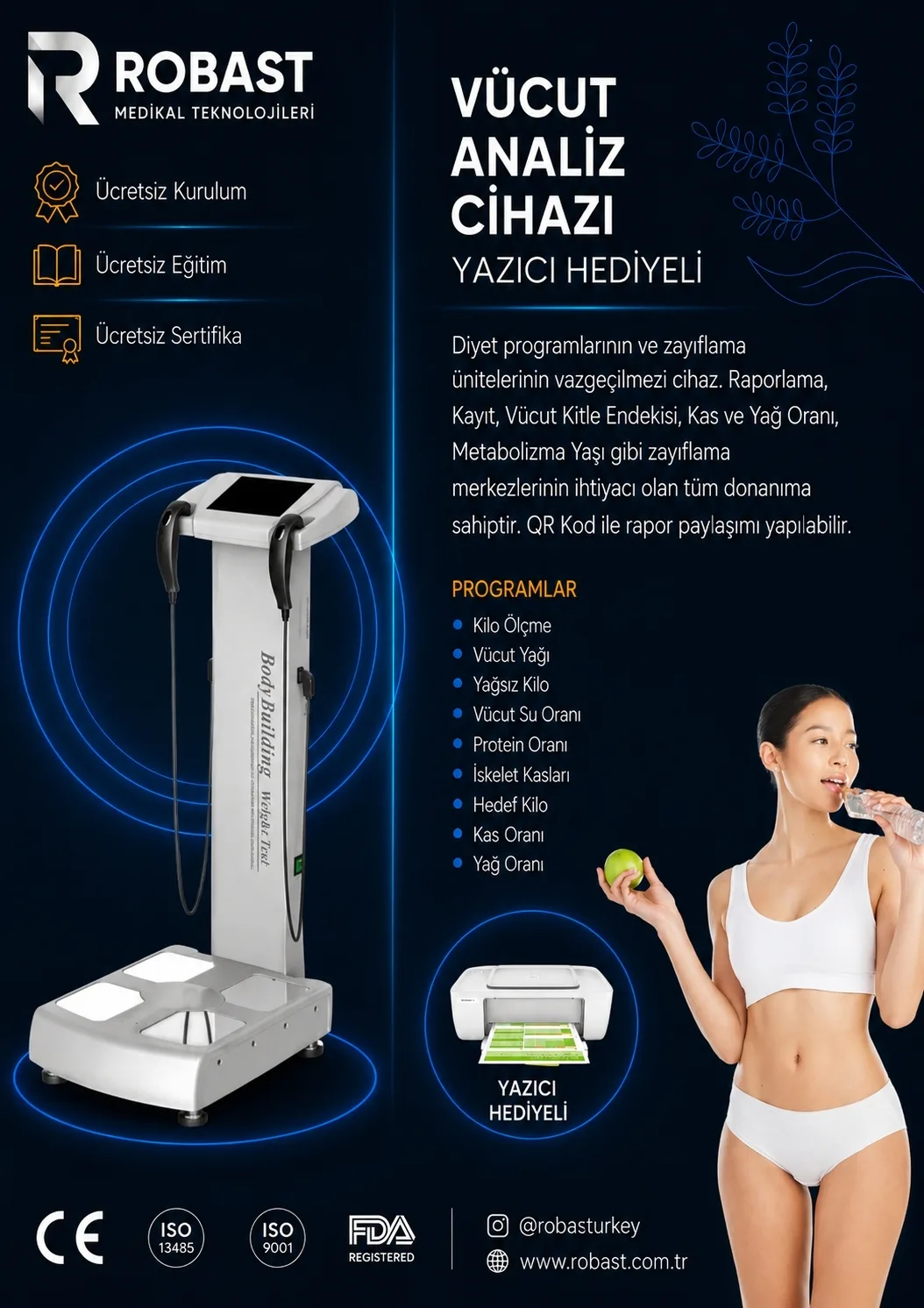 Vücut Analiz Cihazı (Yazıcı Hediyeli)