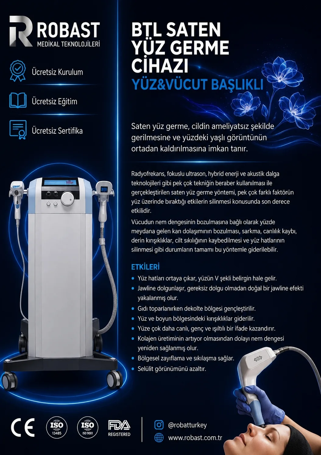 BTL Saten Yüz Germe Cihazı (Yüz & Vücut Başlıklı)