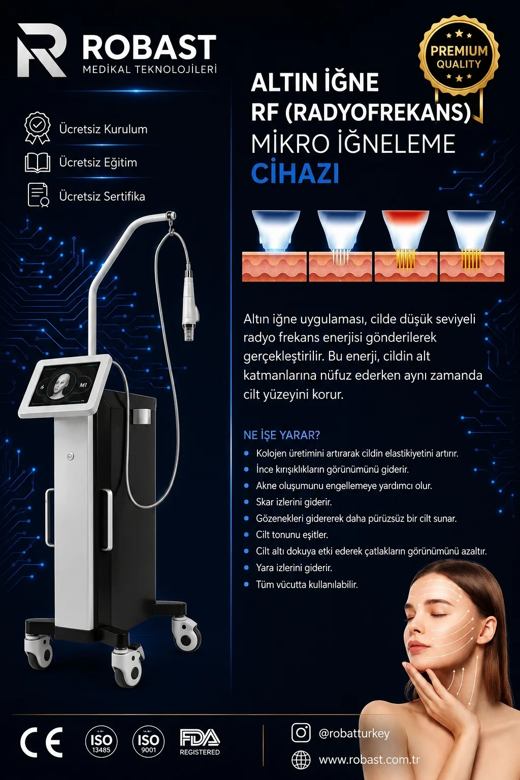 Altın İğne RF (Radyofrekans) Mikro İğneleme Cihazı
